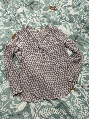 Joie Purple Geometric Print V-Neck Blouse